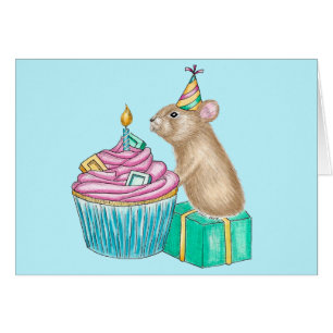 Grattis på födelsedagen Whimsical Cupcoa Pika Illu Hälsningskort