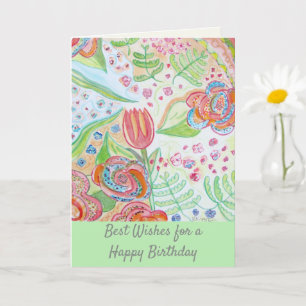 Grattis på födelsedagen Whimsical Flowers Kort