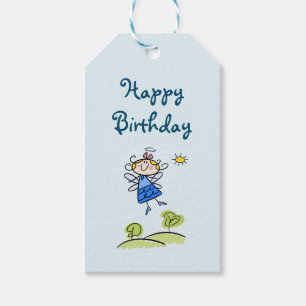 Grattis på födelsedagen Whimsical Lycklig Flied An Presentetikett