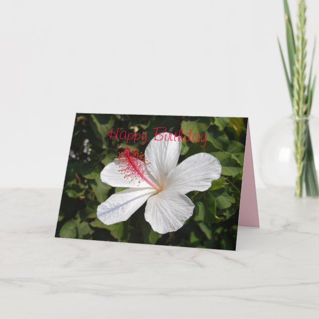 Grattis på födelsedagen White Hibiscus Card Kort (Framsida)