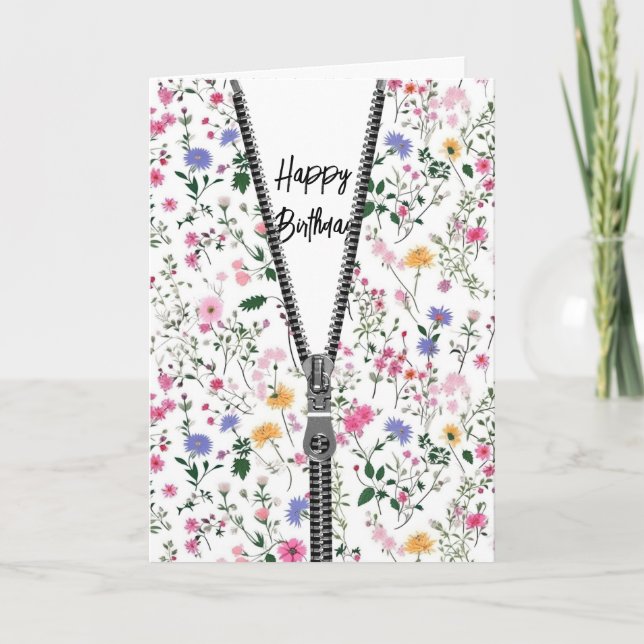 Grattis på födelsedagen Wildblommor med Zipper Kort (Framsida)