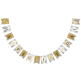 Grattis på födelsedagen Winter Wonderland Guld Vimplar