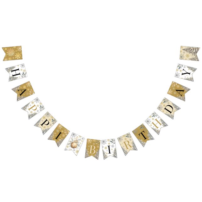 Grattis på födelsedagen Winter Wonderland Guld Vimplar (Alla)