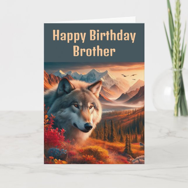 Grattis på födelsedagen Wolf vid solnedgång Kort (Framsida)
