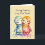 Grattis på födelsedagen Wonderful Best Friend Kort<br><div class="desc">Grattis på födelsedagen Wonderful Best Friend Watercolor Art</div>