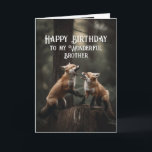 Grattis på födelsedagen Wonderful Brother Friend F Kort<br><div class="desc">Grattis på födelsedagen Wonderful Brother Friend Foxes Cute Animal Humor</div>