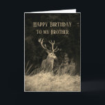Grattis på födelsedagen Wonderful Brother Vintage  Kort<br><div class="desc">Grattis på födelsedagen Wonderful Brother Vintage Hjort Stag-djurkort för den som gillar jakt eller bara kärlek vilt</div>