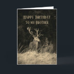 Grattis på födelsedagen Wonderful Brother Vintage  Kort<br><div class="desc">Grattis på födelsedagen Wonderful Brother Vintage Hjort Stag-djurkort för den som gillar jakt eller bara kärlek vilt</div>