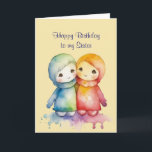 Grattis på födelsedagen Wonderful Sister Kort<br><div class="desc">Grattis på födelsedagen Wonderful Sister Watercolor Art</div>