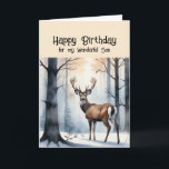 Grattis på födelsedagen Wonderful Son Stag Hjort Helgkort<br><div class="desc">vinterskog för Grattis på födelsedagen Wonderful Son Stag Hjort</div>