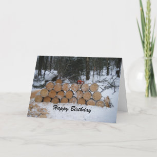 Grattis på födelsedagen Wood Pile Kort