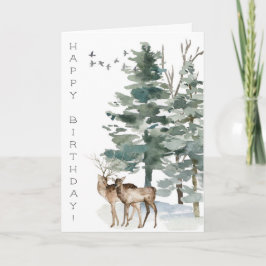 Grattis på födelsedagen Woodland Hjort par Forest Kort