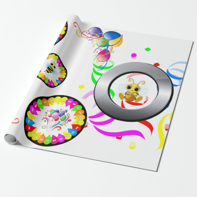 Grattis på födelsedagen Wrapping Papper Bumblebee Presentpapper (Utrullad)