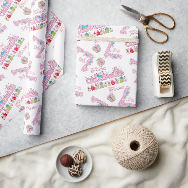 Grattis på födelsedagen Wrapping Papper Celebrate  Presentpapper (Hantverk)