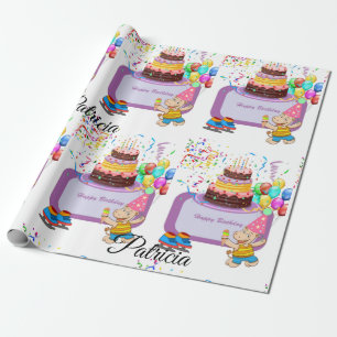 Grattis på födelsedagen Wrapping Papper Hippopotam Presentpapper