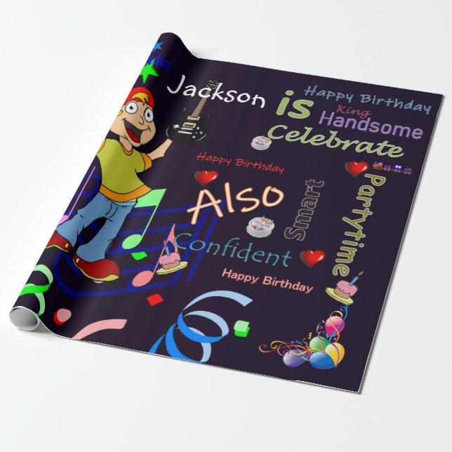 Grattis på födelsedagen Wrapping Papper Musician G Presentpapper (Utrullad)