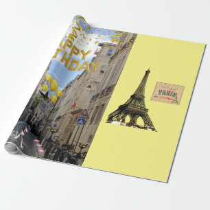 Grattis på födelsedagen Wrapping Papper Paris Fran Presentpapper