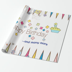 Grattis på födelsedagen Wrapping Papper ROLIGT Cup Presentpapper