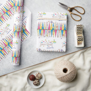 Grattis på födelsedagen Wrapping Papper ROLIGT Cup Presentpapper