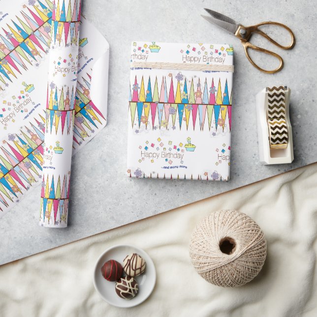 Grattis på födelsedagen Wrapping Papper ROLIGT Cup Presentpapper (Hantverk)