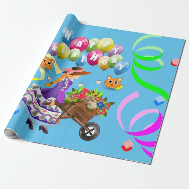 Grattis på födelsedagen Wrapping Papper Victorian Presentpapper (Utrullad)