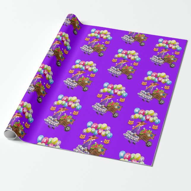 Grattis på födelsedagen Wrapping Papper Victorian  Presentpapper (Utrullad)
