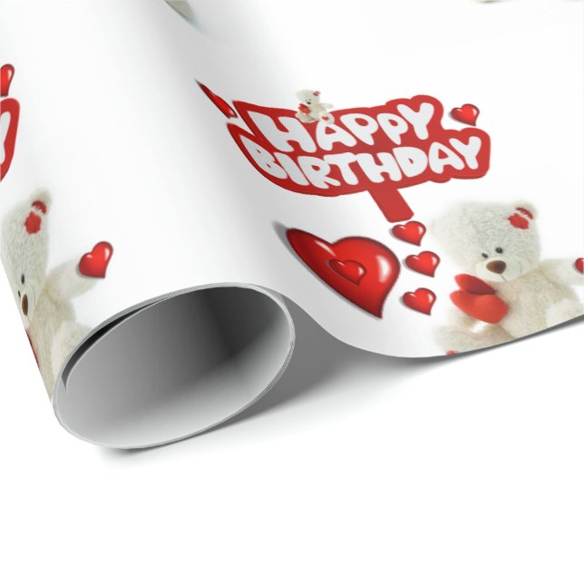 Grattis på födelsedagen Wrapping Papper White Nall Presentpapper (Rullad Hörn)