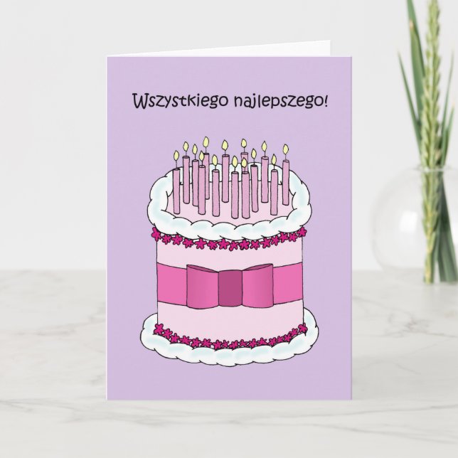 Grattis på födelsedagen Wszystkiego Najlepszego Kort (Framsida)