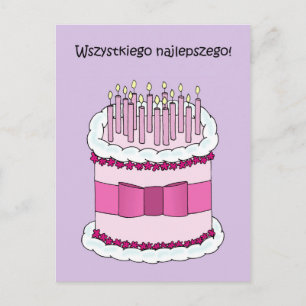 Grattis på födelsedagen Wszystkiego Najlepszego Vykort