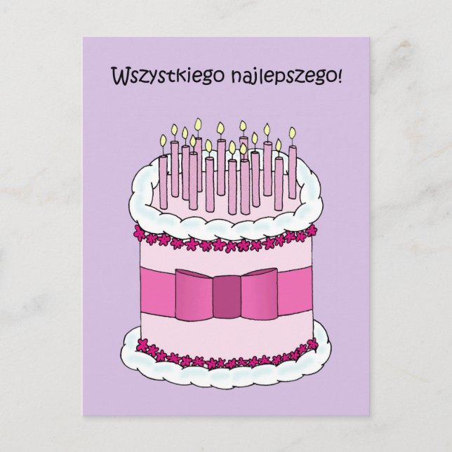 Grattis på födelsedagen Wszystkiego Najlepszego Vykort (Framsida)