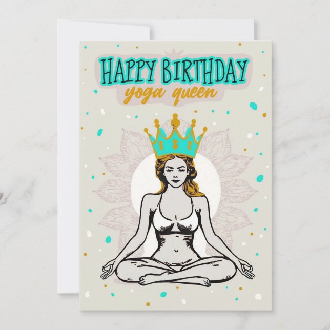 Grattis på födelsedagen Yoga Queen Card Julkort (Framsida)