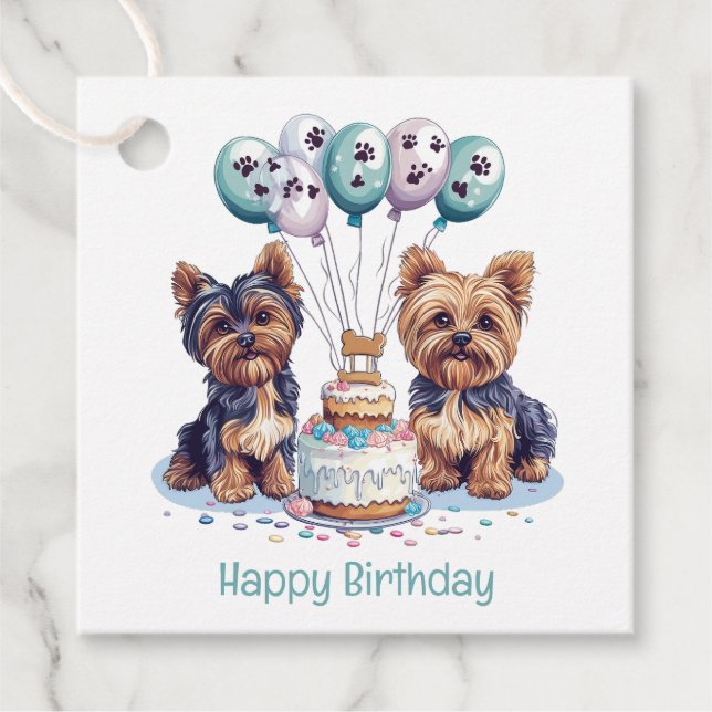 Grattis på födelsedagen Yorkie Hund Gåvor Etiketter (Framsida)