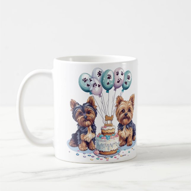 Grattis på födelsedagen Yorkie Hund Kaffemugg (Vänster)
