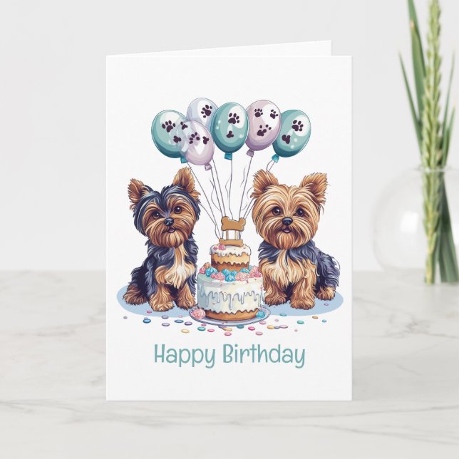 Grattis på födelsedagen Yorkie Hund Kort (Framsida)