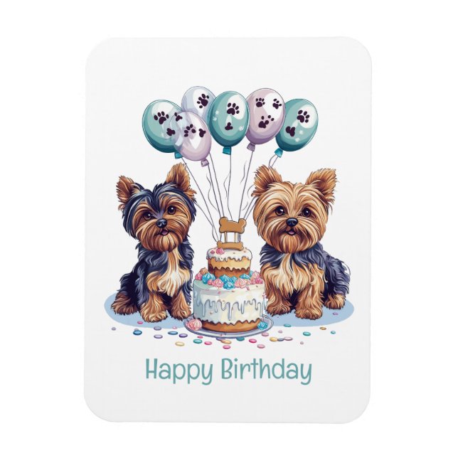 Grattis på födelsedagen Yorkie Hund Magnet (Vertikal)