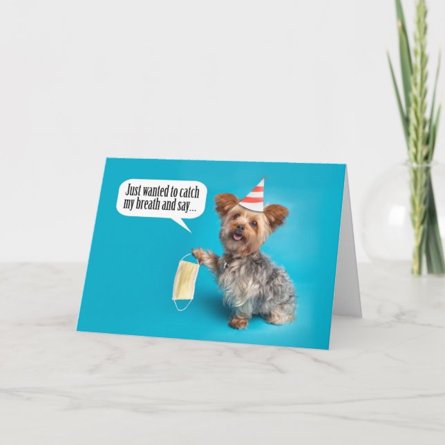 Grattis på födelsedagen Yorkie Hund med Ansikte ma Kort (Framsida)