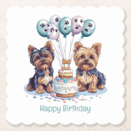 Grattis på födelsedagen Yorkie Hund Underlägg Papper