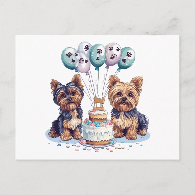 Grattis på födelsedagen Yorkie Hund Vykort (Framsida)