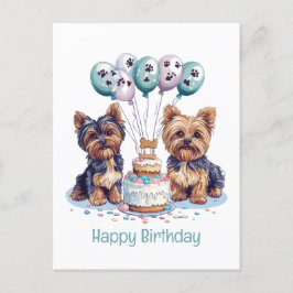 Grattis på födelsedagen Yorkie Hund Vykort