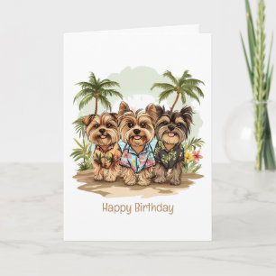 Grattis på födelsedagen Yorkie Hundar Hawaiian Shi Kort