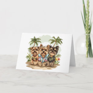 Grattis på födelsedagen Yorkie Hundar Hawaiian Shi Kort