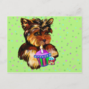 GRATTIS PÅ FÖDELSEDAGEN YORKIE POO VYKORT