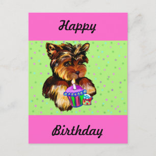 GRATTIS PÅ FÖDELSEDAGEN YORKIE POO VYKORT