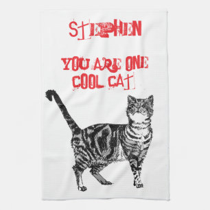 Grattis på födelsedagen You Coola Tabby katt Kökshandduk