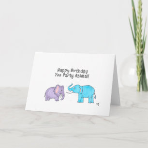 Grattis på födelsedagen You Party Animal - elefant Tack Kort