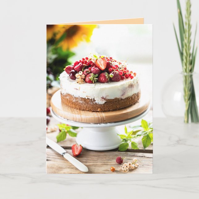Grattis på födelsedagen Yummy Cake Kort (Framsida)