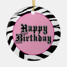 Grattis på födelsedagen Zebra Julgransprydnad Keramik