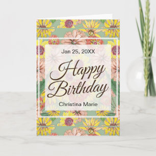 Grattis på födelsedagen Zinnia Flowers Kort