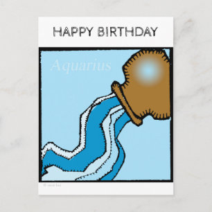Grattis på födelsedagen Zodiac-tecken Aquarius-vyk Vykort