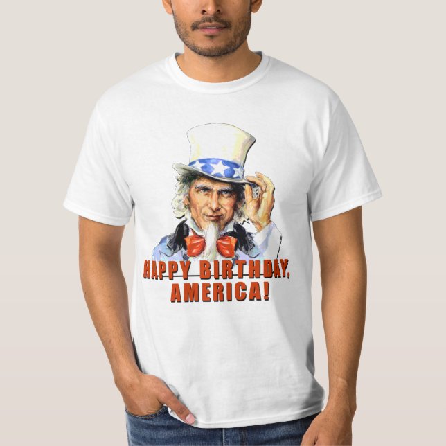 Grattis på födelsedagenAmerika för Uncle Sam Tee Shirt (Framsida)